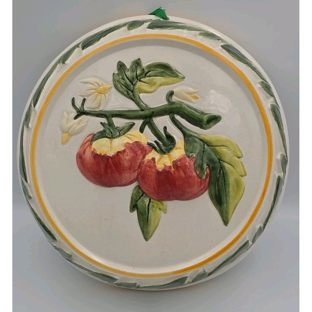 Vintage ABC Italian Pottery Hand Painted Decorative Mold Wall Hanging Floral